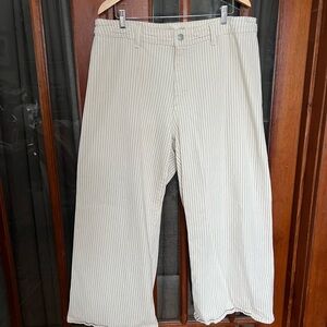 Sailor Wide Leg Cream and Gray/Black Striped Denim Jeans Pants NWOT
